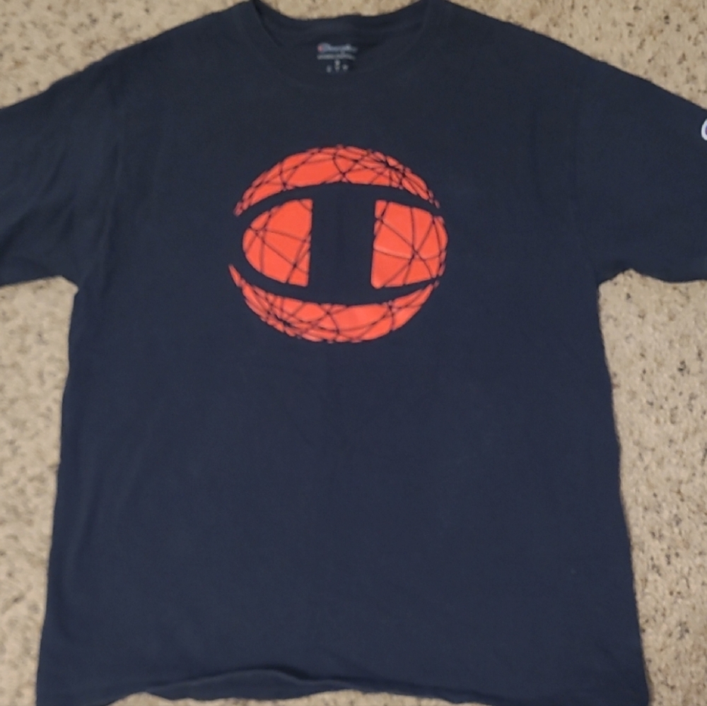 Champion Navy T-Shirt with Orange Logo